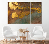Golden Marble Pattern Canvas Print ArtLexy 3 Panels 36"x24" inches 