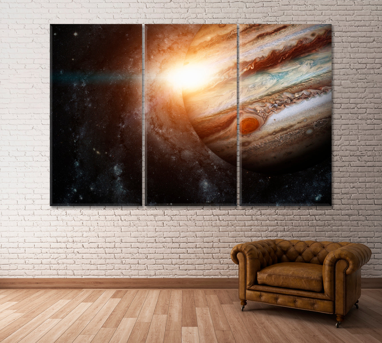 Solar System - Jupiter Canvas Print ArtLexy 3 Panels 36"x24" inches 