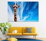 Giraffe Portrait Canvas Print ArtLexy 3 Panels 36"x24" inches 