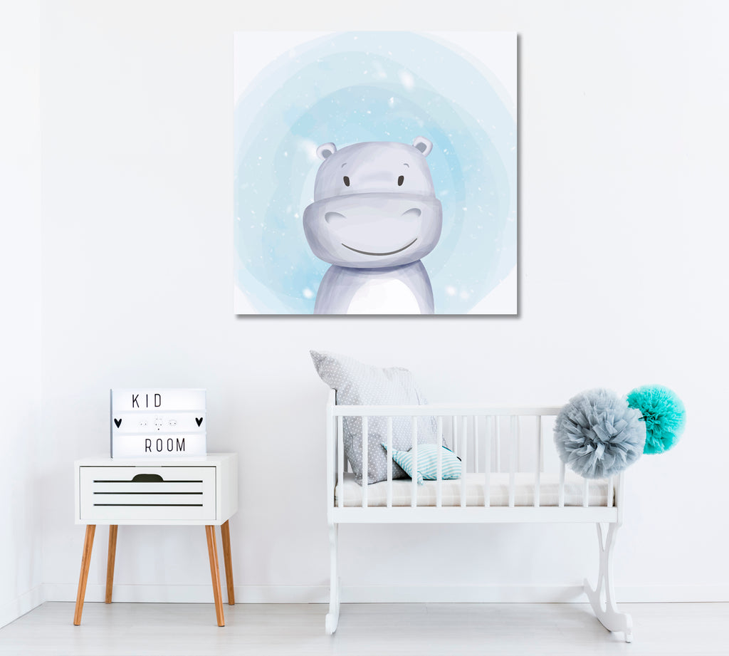 Baby Hippo Canvas Print ArtLexy 1 Panel 12"x12" inches 