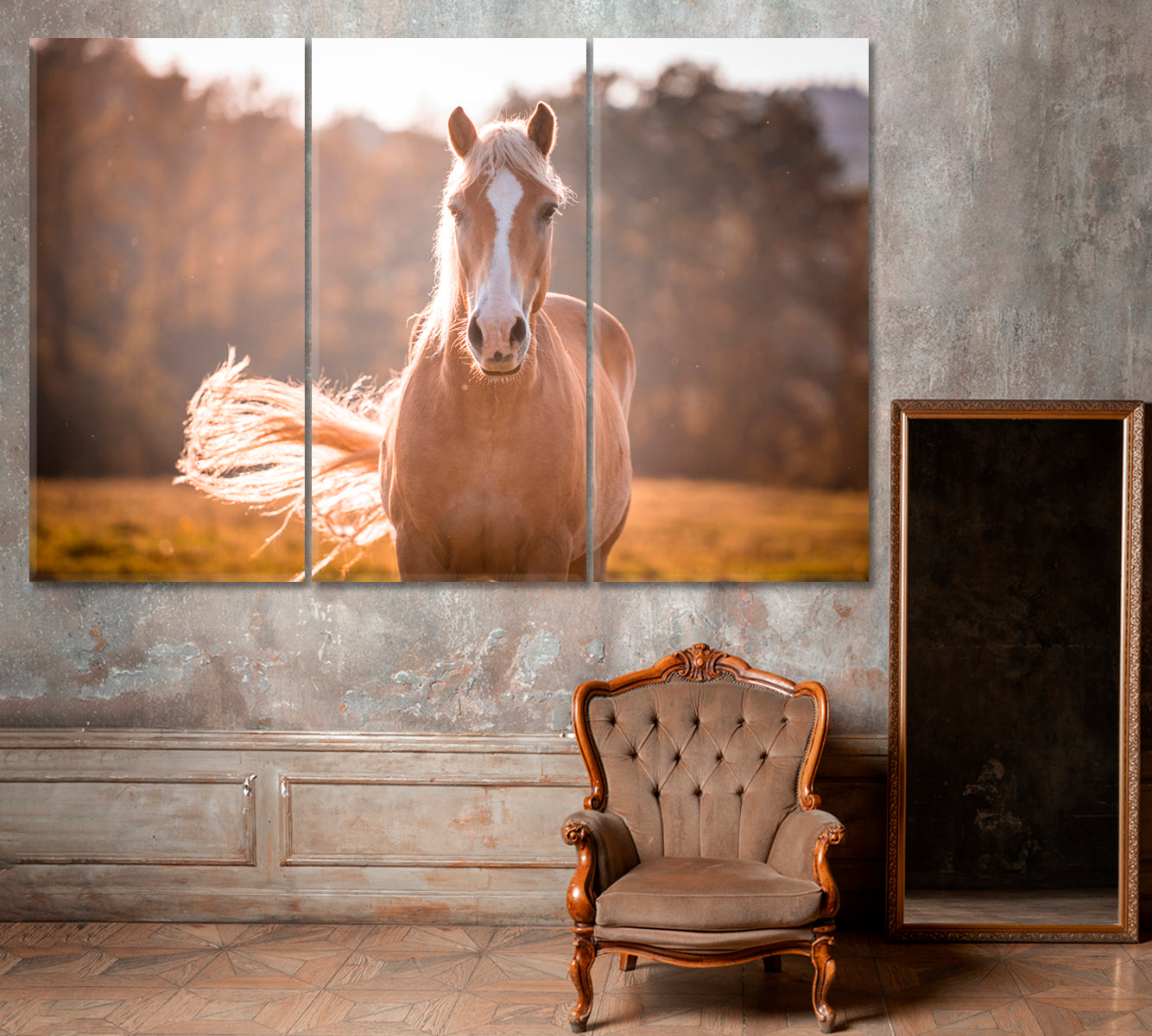 Beautiful Haflinger Horse Canvas Print ArtLexy 3 Panels 36"x24" inches 