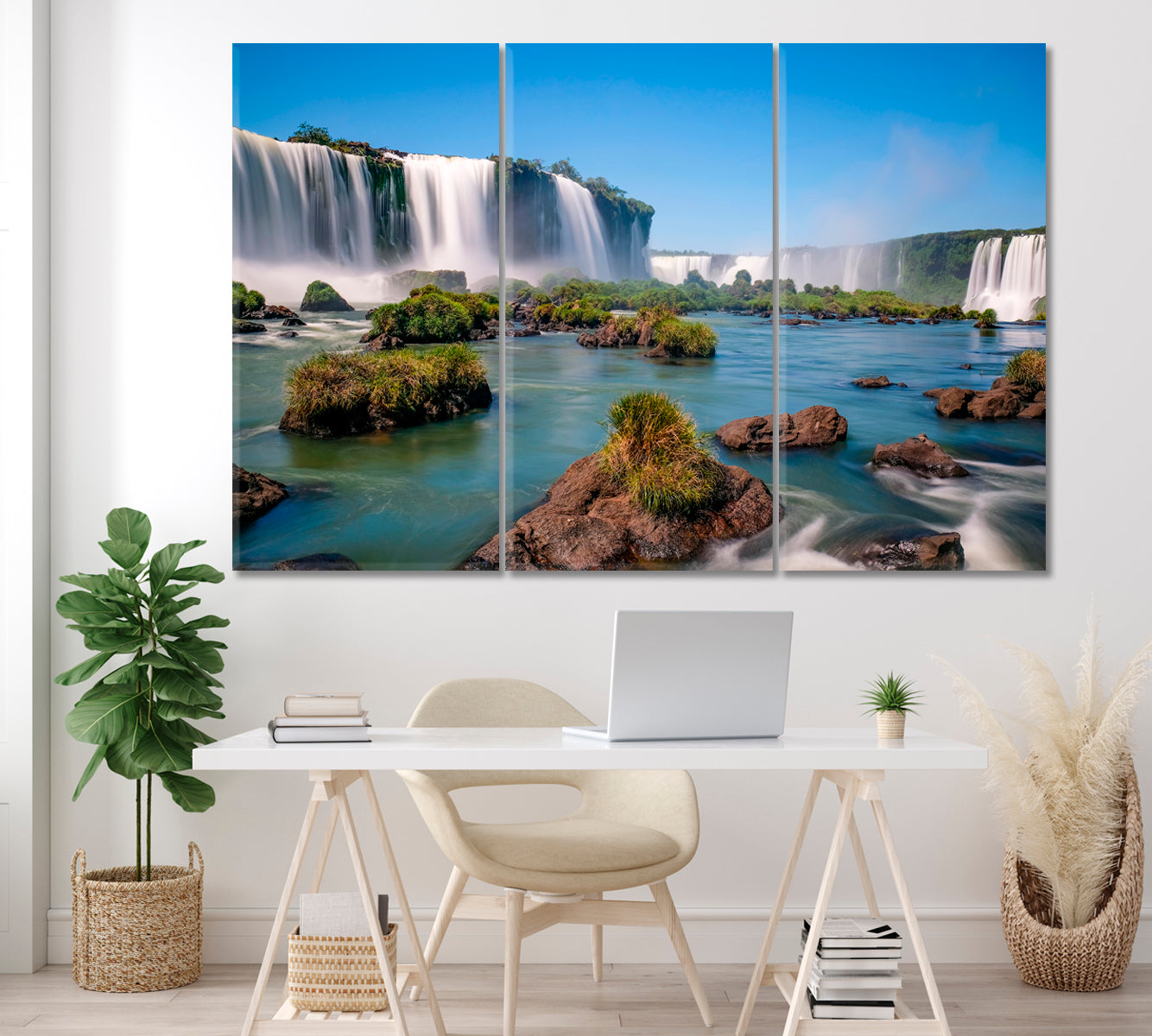 Iguazu Falls Brazilian Side Canvas Print ArtLexy 3 Panels 36"x24" inches 