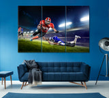 American Football Players in Action Canvas Print ArtLexy 3 Panels 36"x24" inches 