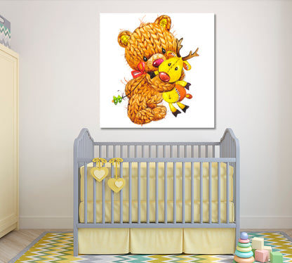 Knitted Teddy Bear Canvas Print ArtLexy   