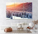 Winter Landscape Carpathian Ukraine Canvas Print ArtLexy 3 Panels 36"x24" inches 