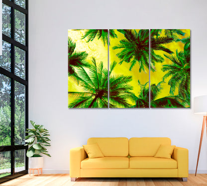 Abstract Coconut Palm Trees Canvas Print ArtLexy 3 Panels 36"x24" inches 