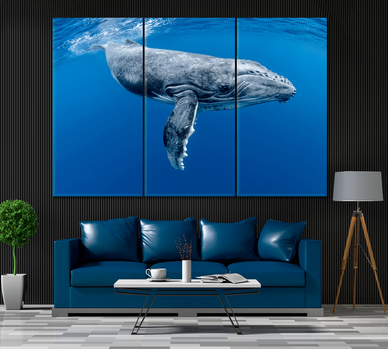 Humpback Whale Tonga Canvas Print ArtLexy 3 Panels 36"x24" inches 