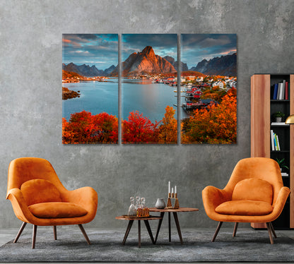 Lofoten in Autumn Norway Landscapes with Mountains Canvas Print ArtLexy   
