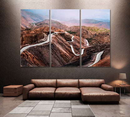 Morocco Atlas Mountains Road Canvas Print ArtLexy 3 Panels 36"x24" inches 