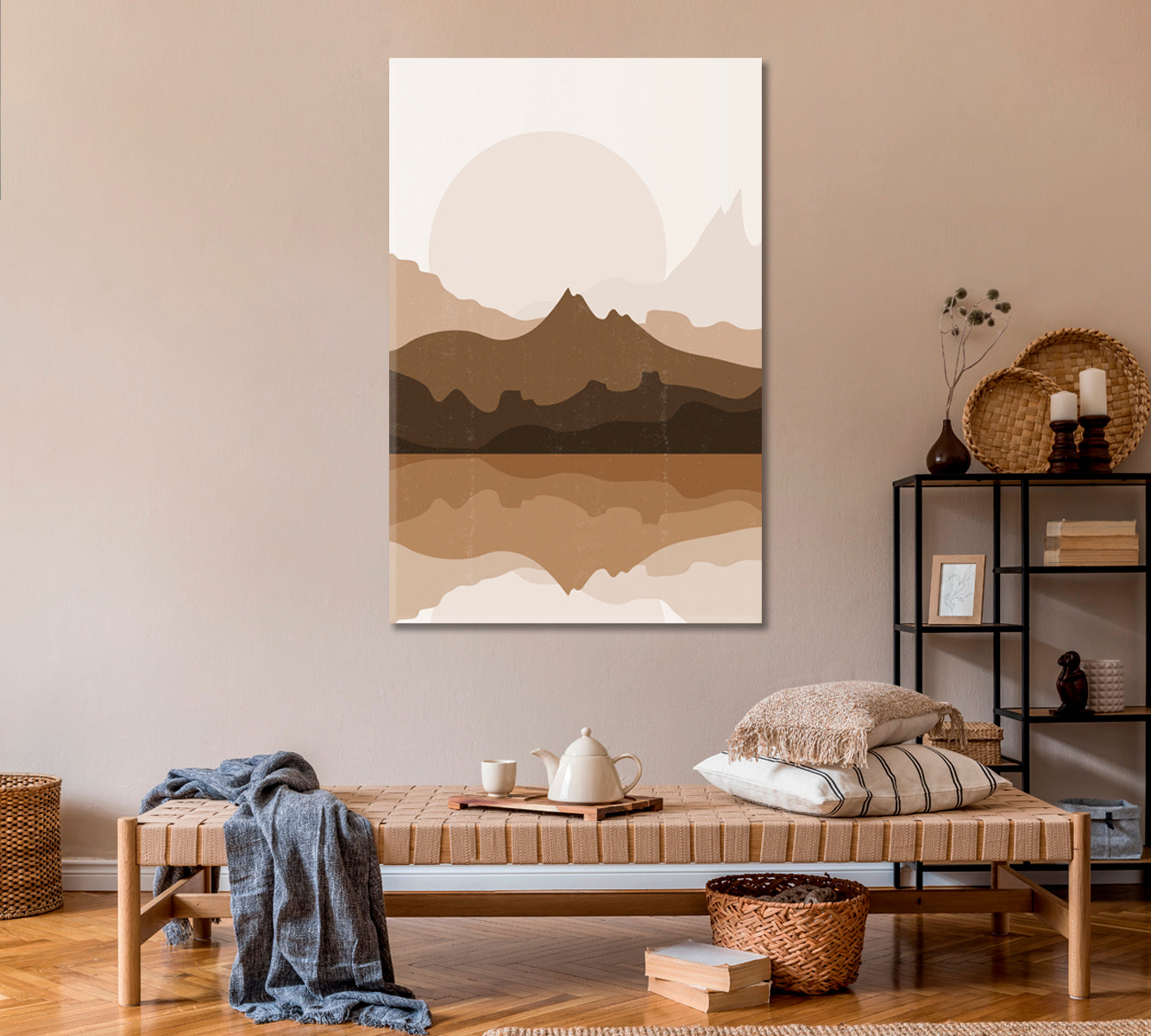 Abstract Minimalist Mountain Sunset Canvas Print ArtLexy 1 Panel 16"x24" inches 