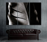Feather in Black and White Canvas Print ArtLexy 3 Panels 36"x24" inches 