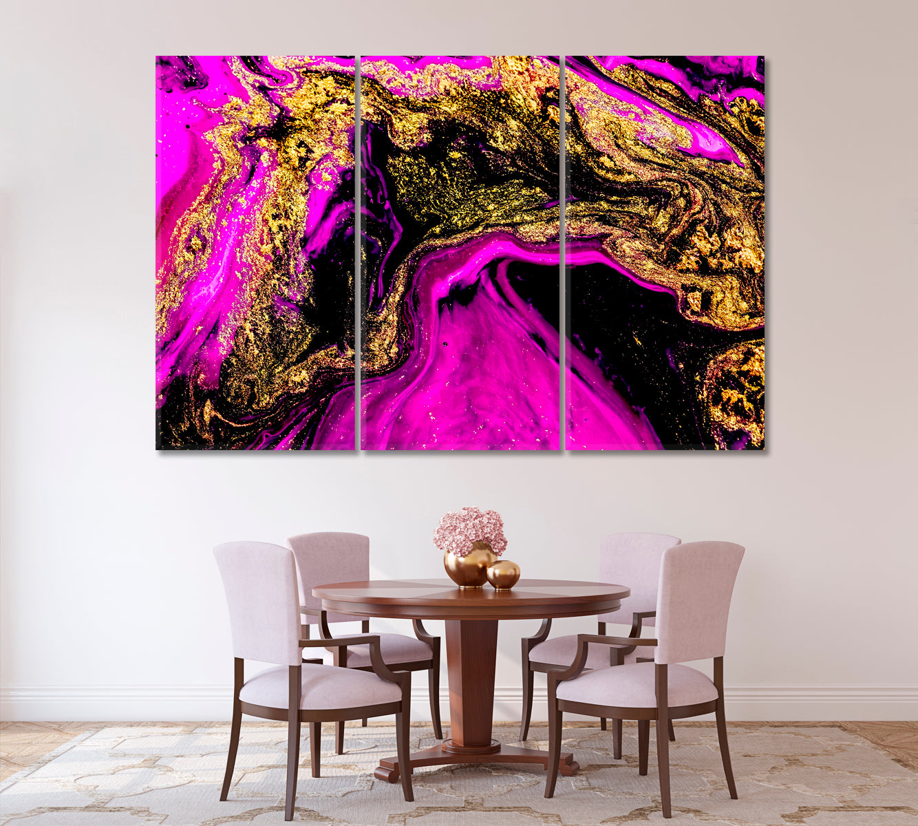 Abstract Purple Ink Swirl Canvas Print ArtLexy 3 Panels 36"x24" inches 