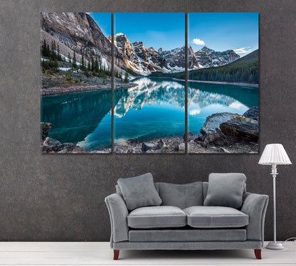 Moraine Lake in Banff National Park Canada Canvas Print ArtLexy 3 Panels 36"x24" inches 