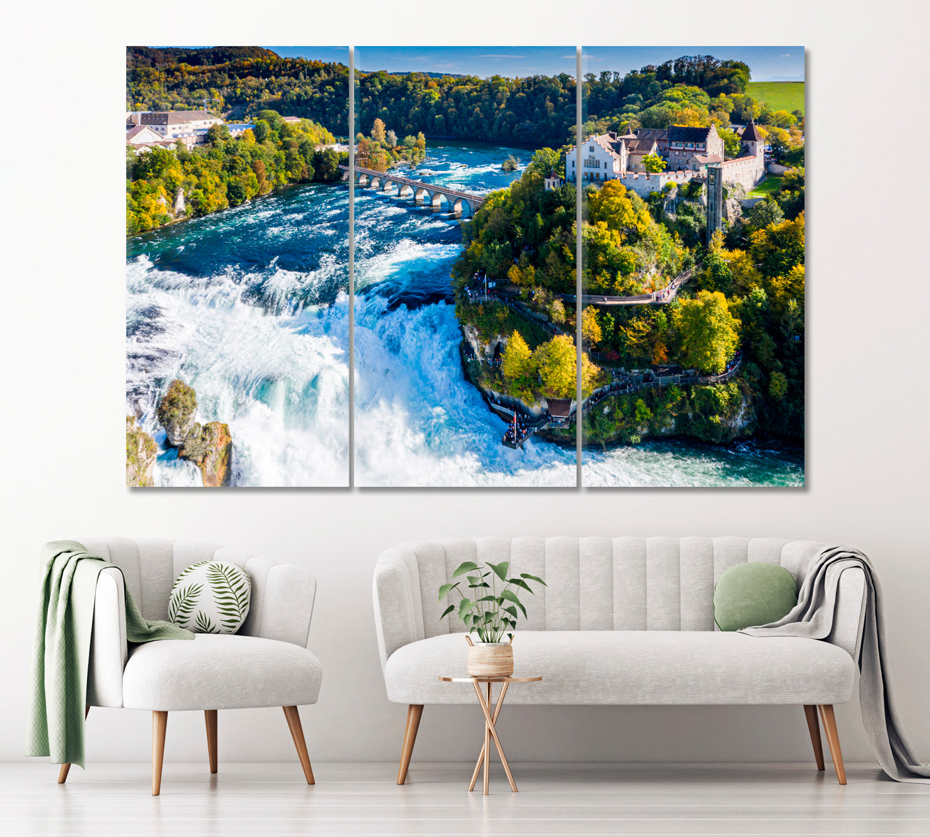 Rhine Falls Switzerland Canvas Print ArtLexy 3 Panels 36"x24" inches 