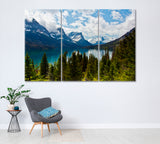 St Mary Lake in Glacier National Park Montana Canvas Print ArtLexy 3 Panels 36"x24" inches 