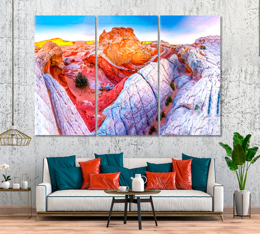 Red Rock Mountain Canyon Landscape Canvas Print ArtLexy 3 Panels 36"x24" inches 