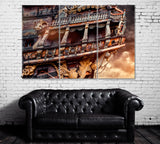 Old Pirate Ship Canvas Print ArtLexy 3 Panels 36"x24" inches 