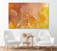 Abstract Yellow Marble Canvas Print ArtLexy 3 Panels 36"x24" inches 