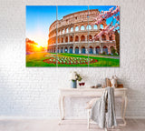 Colosseum at Sunrise Rome Canvas Print ArtLexy 3 Panels 36"x24" inches 