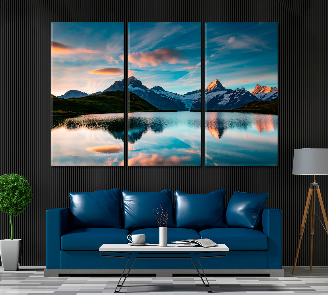Lake Bachalpsee Switzerland Canvas Print ArtLexy 3 Panels 36"x24" inches 