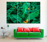 Tropical Banana Leaf Canvas Print ArtLexy 3 Panels 36"x24" inches 