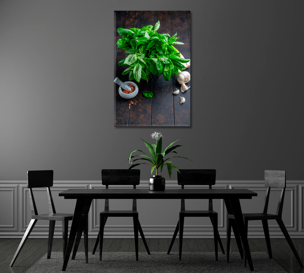 Fresh Bunch of Green Basil Canvas Print ArtLexy 1 Panel 16"x24" inches 