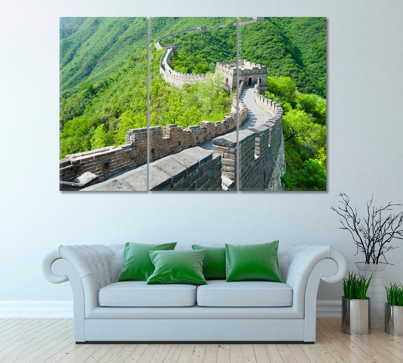 Great Wall of China Mutianyu Beijing Canvas Print ArtLexy 3 Panels 36"x24" inches 