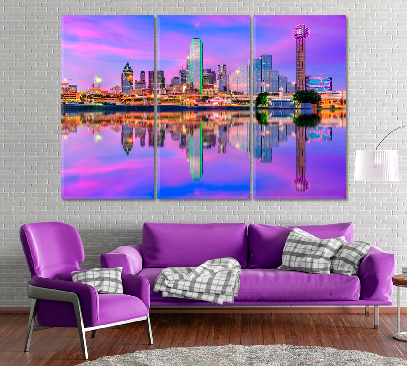 Dallas Skyline Texas Canvas Print ArtLexy 3 Panels 36"x24" inches 
