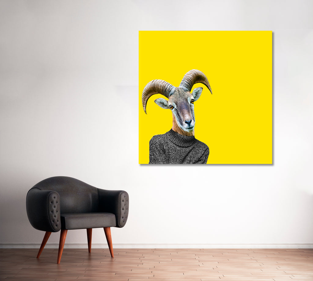 Goat in Sweater Canvas Print ArtLexy   