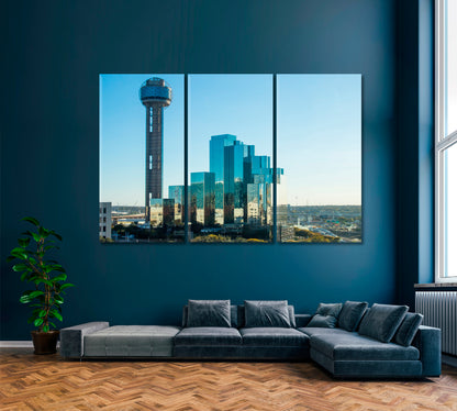 Observation tower "Reunion Tower" Dallas Texas Canvas Print ArtLexy 3 Panels 36"x24" inches 