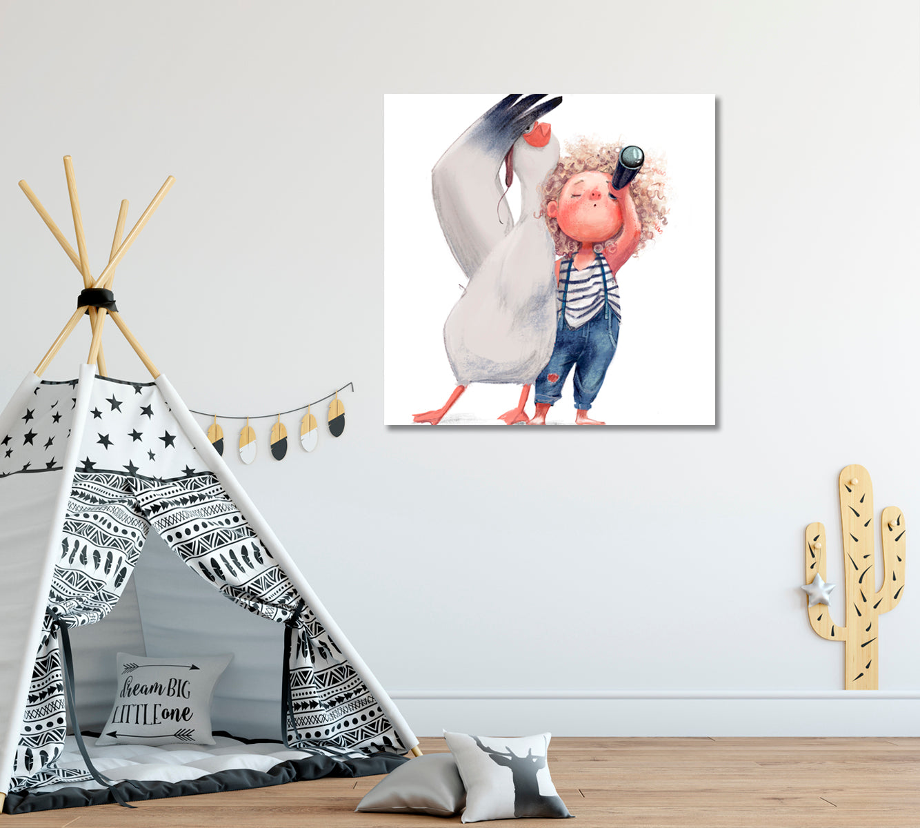 Friends Gull with Girl Canvas Print ArtLexy 1 Panel 12"x12" inches 