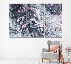 Gray and Pink Mixed Marble Ink Canvas Print ArtLexy 3 Panels 36"x24" inches 