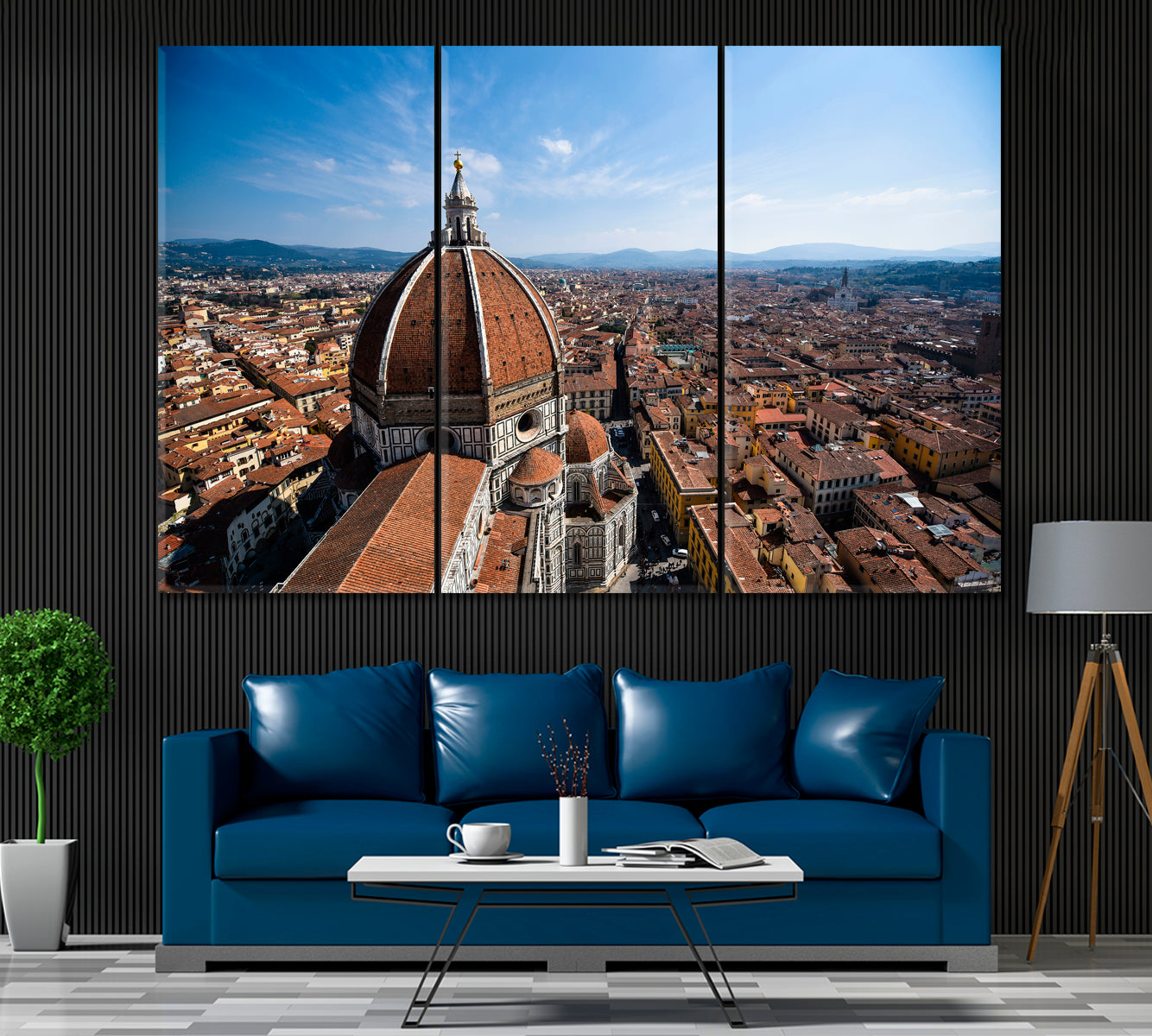 Florence Skyline Italy Canvas Print ArtLexy 3 Panels 36"x24" inches 