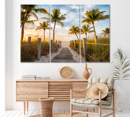 Smathers Beach Florida Canvas Print ArtLexy 3 Panels 36"x24" inches 
