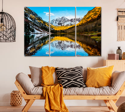 Maroon Bells Peak with Maroon Lake Aspen Colorado Canvas Print ArtLexy   