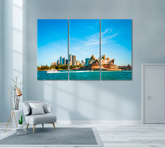 Sydney Opera House Australia Canvas Print ArtLexy 3 Panels 36"x24" inches 