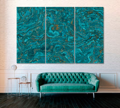 Luxury Curly Onyx with Golden Veins Canvas Print ArtLexy 3 Panels 36"x24" inches 