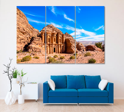 Ad Deir Monastery Petra Jordan Canvas Print ArtLexy 3 Panels 36"x24" inches 