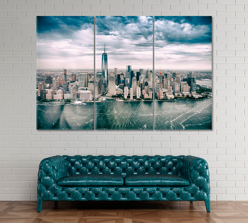 Downtown Manhattan Canvas Print ArtLexy 3 Panels 36"x24" inches 