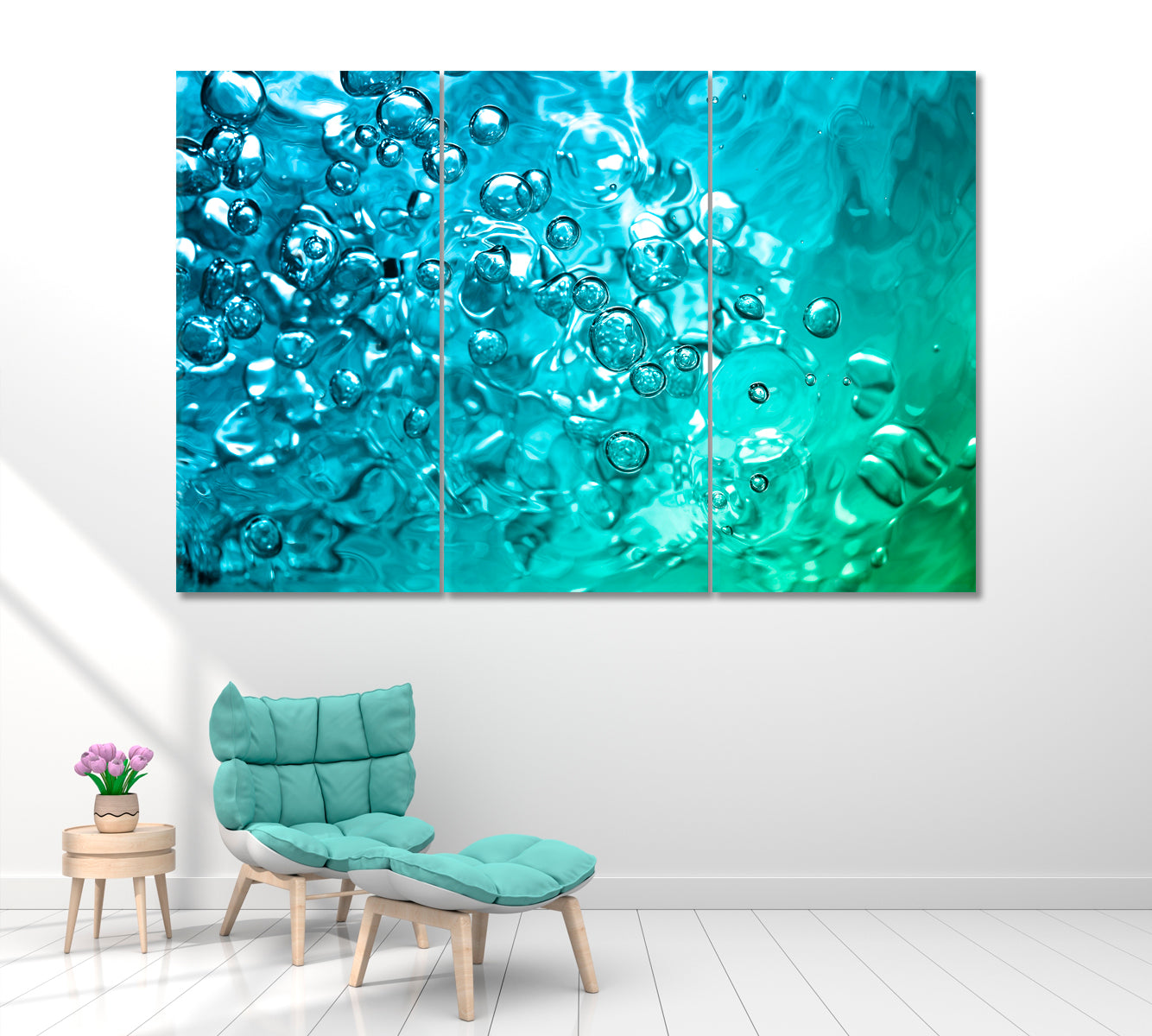 Abstract Water Bubbles Canvas Print ArtLexy 3 Panels 36"x24" inches 