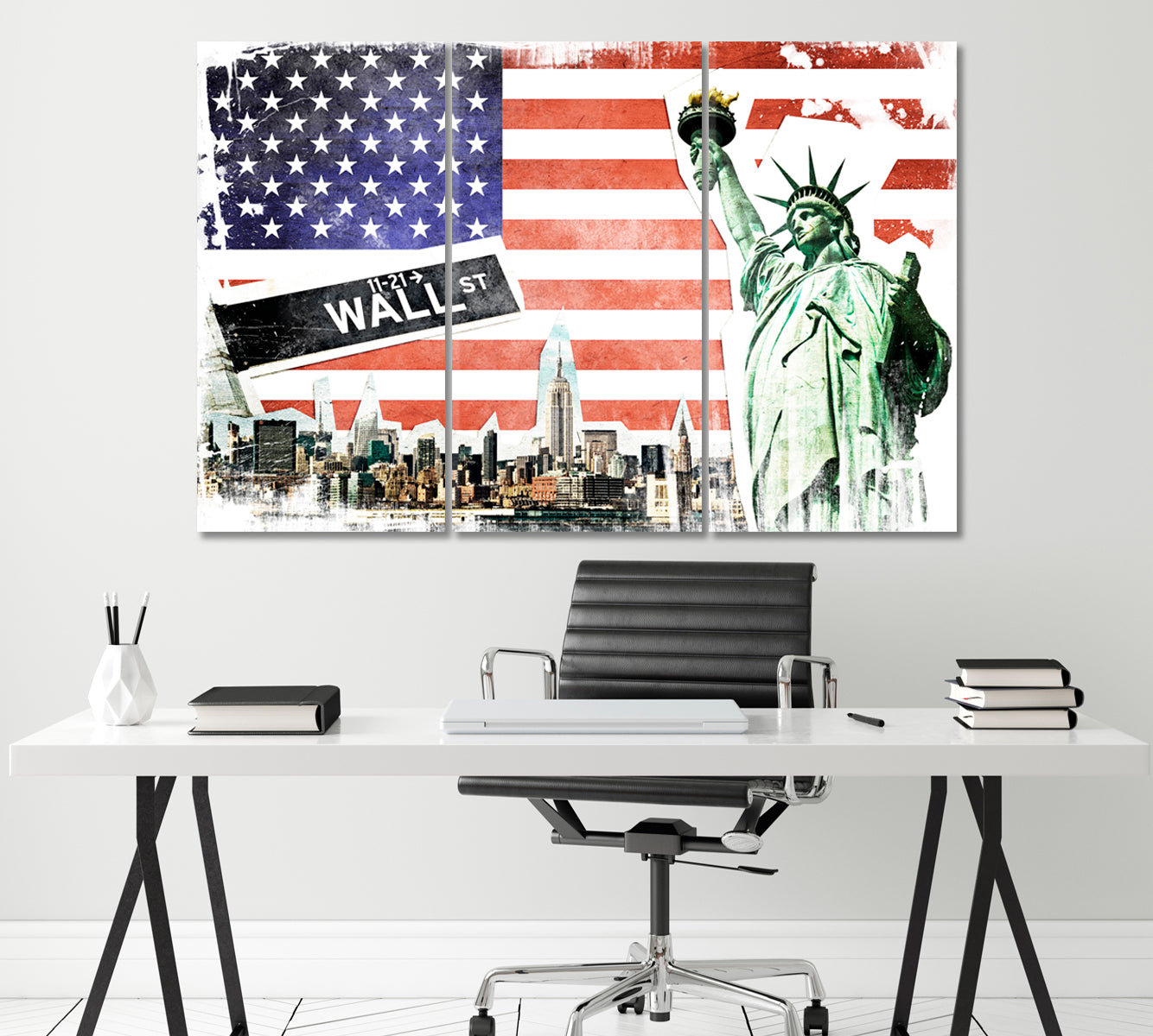 American Symbols Canvas Print ArtLexy 3 Panels 36"x24" inches 