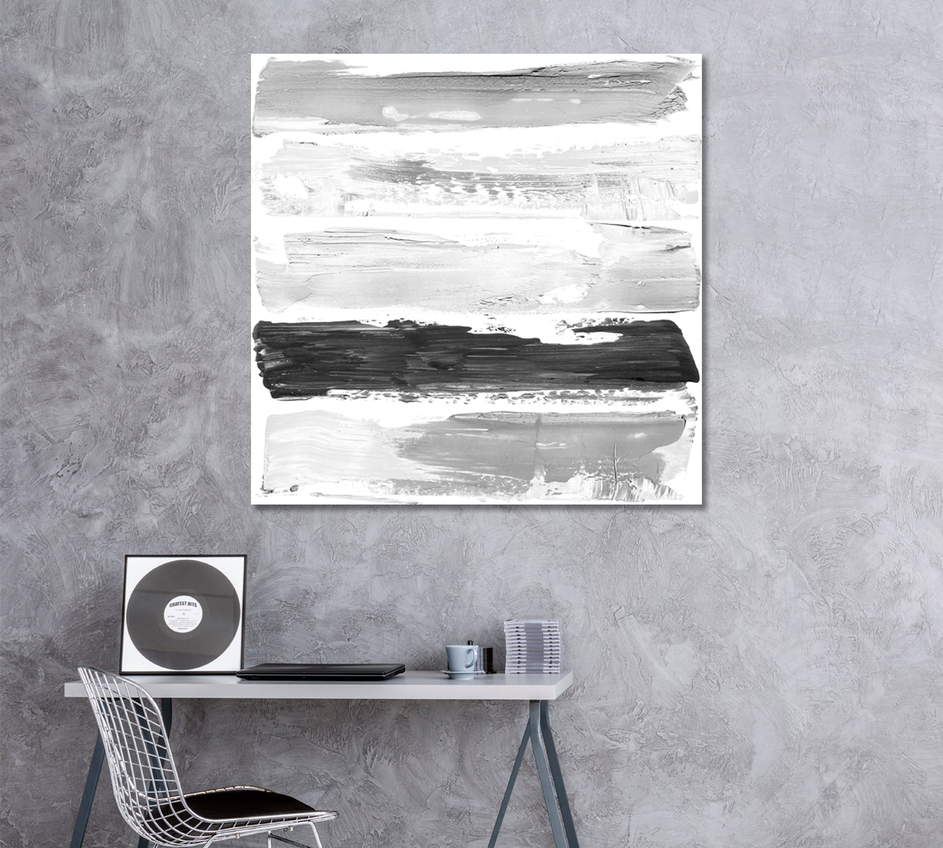 Abstract Minimalistic Gray Brush Strokes Canvas Print ArtLexy   