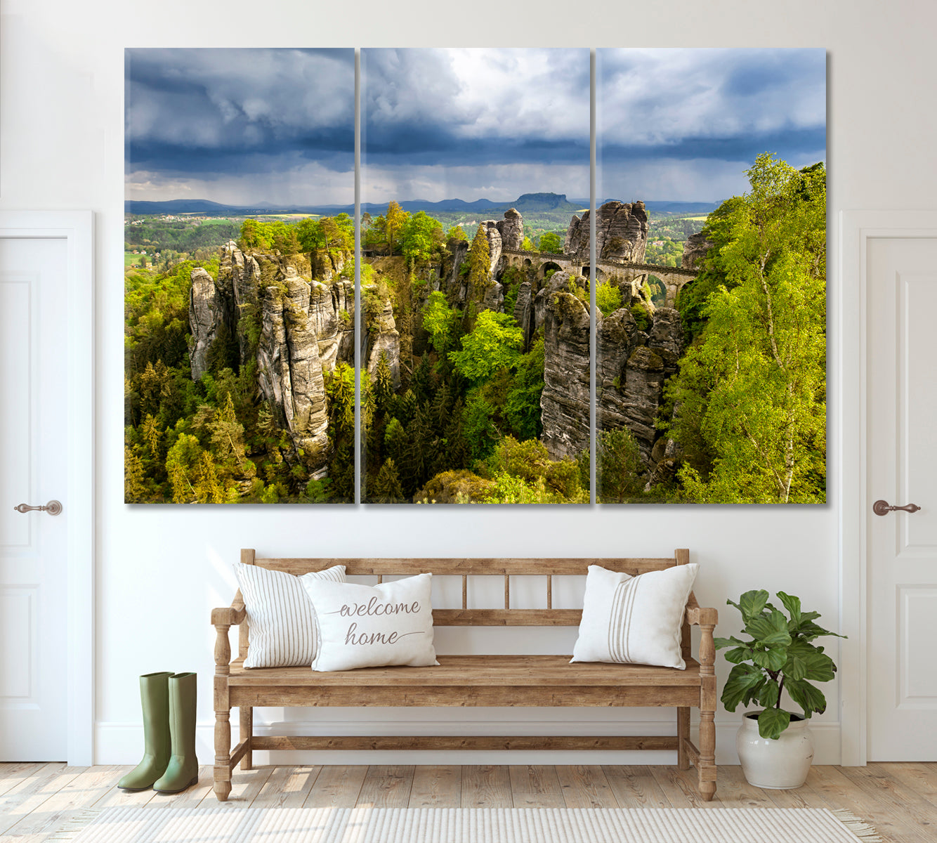 Nature Landscape with Stormy Clouds Canvas Print ArtLexy 3 Panels 36"x24" inches 