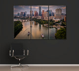 Lady Bird Lake with Downtown Austin Skyline Canvas Print ArtLexy 3 Panels 36"x24" inches 