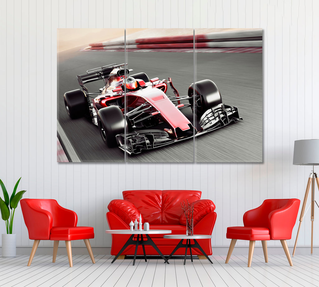Racing Car Canvas Print ArtLexy 3 Panels 36"x24" inches 