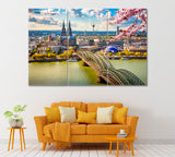 Cologne in Spring Germany Canvas Print ArtLexy 3 Panels 36"x24" inches 