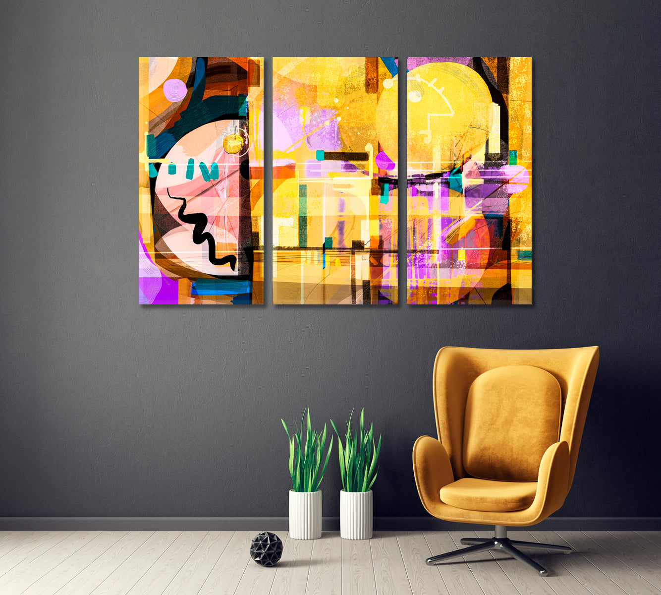 Abstract Multicolor Mix Brush Stroke and Splash Geometric Art Canvas Print ArtLexy   