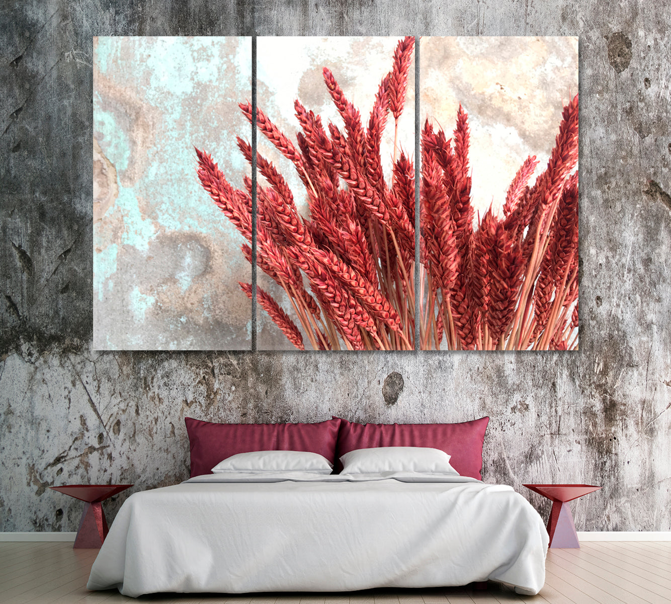 Wheat Branch Canvas Print ArtLexy 3 Panels 36"x24" inches 