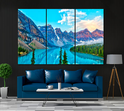 Valley of Ten Peaks with Moraine Lake Banff National Park Canada Canvas Print ArtLexy 3 Panels 36"x24" inches 
