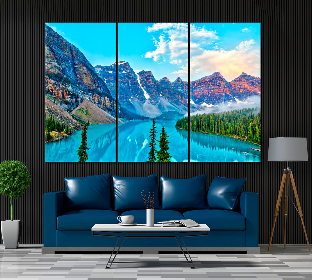 Valley of Ten Peaks with Moraine Lake Banff National Park Canada Canvas Print ArtLexy 3 Panels 36"x24" inches 
